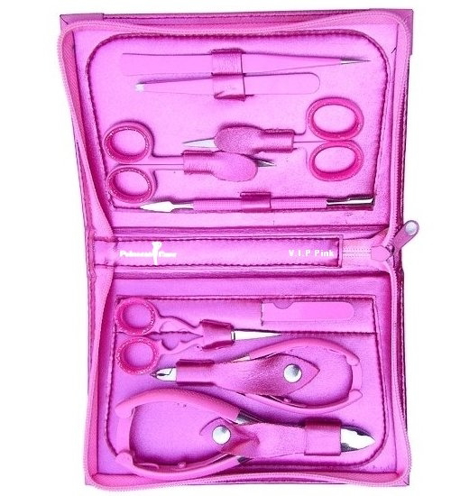 VIP Pink Manicure Pedicure Set Kit 9pc Open