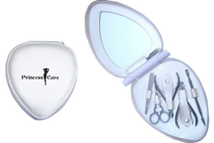 VIP Black Gold Heart Manicure Pedicure Set Kit Mirror 6pc Limited Edition