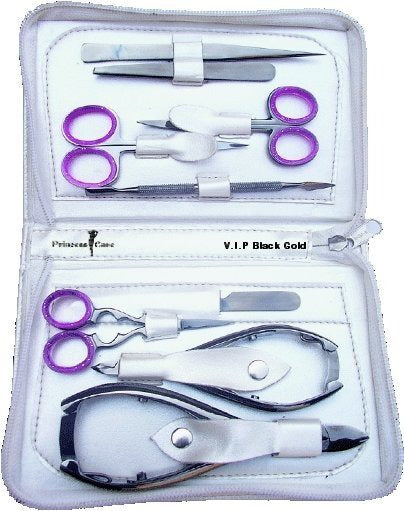 VIP Black Gold Manicure Pedicure Set Kit 9pc Limited Edition