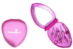 VIP PINK HEART MANICURE PEDICURE SET KIT MIRROR 6PC